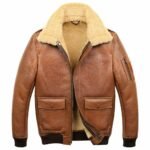 Leather Aviator Brown Shearling Jacket Men's