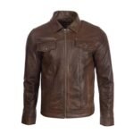 Men’s Chocolate Brown Leather Biker Style Jacket
