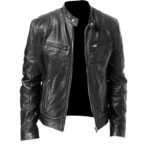 Sword Cafe Racer Black Genuine Leather Jacket