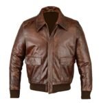 Men's Flight Aviator Brown Leather Bomber Jacket