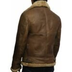 Men’s Leather Jacket With Fur Shearling Collar - Image 3