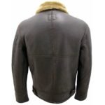 Men Fur Collar Shearling Grey Leather Jacket - Image 4