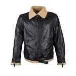 B3 Vintage aviator shearling Black Sheepskin leather jacket - Image 2