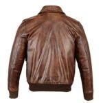 Men's Flight Aviator Brown Leather Bomber Jacket - Image 3