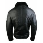 Genuine Leather Black Fur Aviator Jacket - Image 3