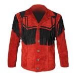 Red And Black Suede Jacket In Leather