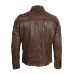 Men’s Chocolate Brown Leather Biker Style Jacket - Image 3