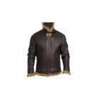 Men’s Light Fur Shearling Black Leather Jacket - Image 2