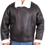 Men’s Fur Collar Aviator Brown Leather Jacket
