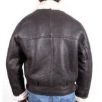 Men’s Fur Collar Aviator Brown Leather Jacket - Image 5