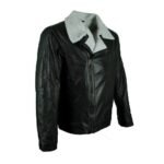 Men’s Aviator Black Leather Lapel Collar Jacket - Image 2