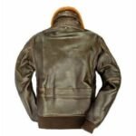 Men’s Aviator Brown Fur Collar Jacket In Leather - Image 2