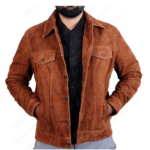 Men’s Brown Suede Motorcycle Jacket In Leather