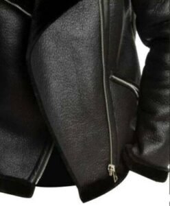 Men’s Black Aviator Leather Jacket - Image 3