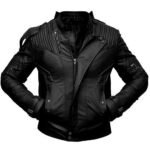 Men’s Black Leather Cafe Racer Jacket
