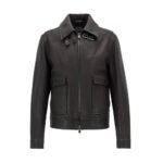 Men's Leather Motorcycle Jacket In Black