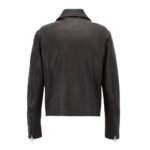 Men's Leather Motorcycle Jacket In Black - Image 3