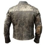 Men’s Black Distressed Biker Jacket In Leather - Image 3