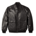 Men’s Black Leather Bomber Jacket