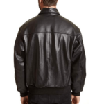 Men’s Black Leather Bomber Jacket - Image 5