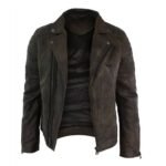 Men’s Biker Brown Leather Brando Style And Lapel Collar Jacket