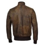 Men’s Brown Bomber Leather Jacket - Image 4
