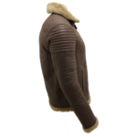 Men’s Brown Leather Fur Collar Jacket In Aviator - Image 3