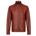 Men’s Cafe Racer Reddish Brown Jacket In Real Leather