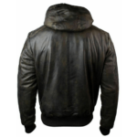 Brown Distressed Leather Jacket Men - Bomber Jacket - Image 3