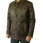 Men’s Distressed Brown Leather Coat