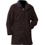 Men’s Distressed Dark Brown Suede Long Coat