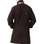 Men’s Distressed Dark Brown Suede Long Coat - Image 3
