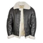 Men’s Fur Aviator Black Leather Jacket