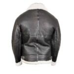 Men’s Fur Aviator Black Leather Jacket - Image 3