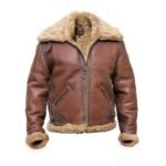 Men’s Leather Aviator Fur Brown Jacket Sale
