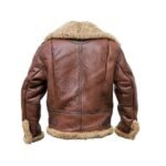 Men’s Leather Aviator Fur Brown Jacket Sale - Image 2