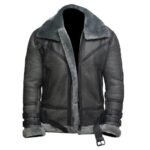 Men’s Leather Wax Grey Shearling Jacket