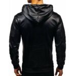 Men's Cafe Racer Leather Jacket In Black - Image 3