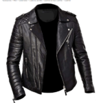 Men’s Biker Quilted Black Jacket In Genuine Leather