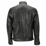 Men’s Quilted Motorcycle Jacket In Black Leather - Image 3