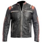 Men’s Black Leather Retro Biker Jacket