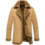 Men’s Light Brown Leather Shearling Coat