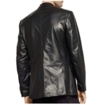 Men’s Stylish Black Real Leather Coat - Image 3