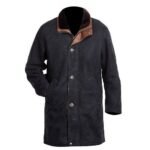 Men’s Long Suede Coat In Leather