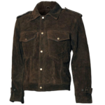 Men’s Shirt Collar Suede Leather Jacket