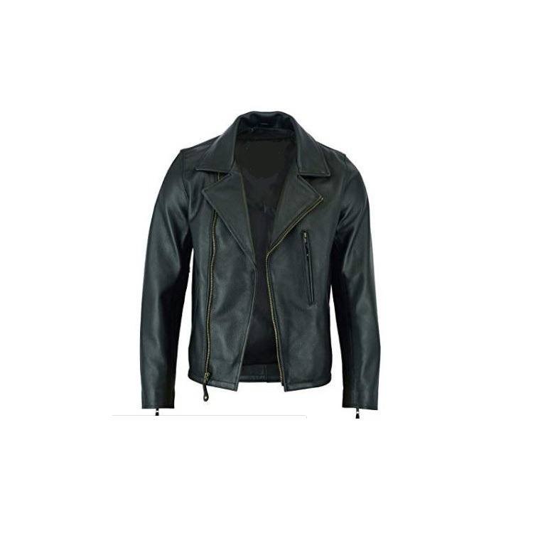 MENS-TOP-BLACK-LEATHER-JACKET-FRONT.jpg Men’s Top Black Biker Leather Jacket - Image 1