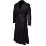Men’s Vintage Long Coat In Black Leather