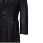 Men’s Vintage Long Coat In Black Leather - Image 3