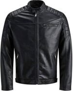 Men’s Black Biker Jacket In Genuine Leather