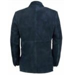 Casual Navy Blue Suede Blazer In Leather - Image 3